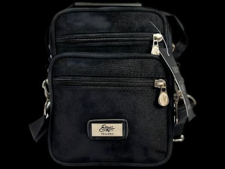 Сумка через плечо на пять отделений, фронтальные карманы, 2 л, черная