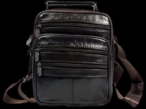 Чоловіча сумка через плече з натуральної шкіри, 3л, коричнева