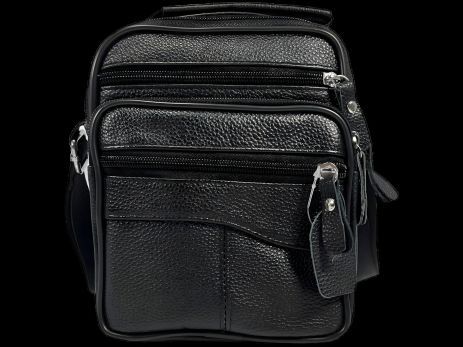 Сумка через плече чорного кольору на чотири відділення сучасна Сумка через плече чорного кольору на чотири відділення сучасна