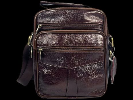 Стильна шкіряна сумка через плече для чоловіків, коричнева