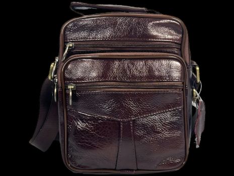 Стильна шкіряна сумка через плече для чоловіків, коричнева