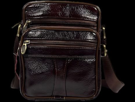 Елегантна шкіряна сумка через плече на чотири відділення, 3 л, коричнева