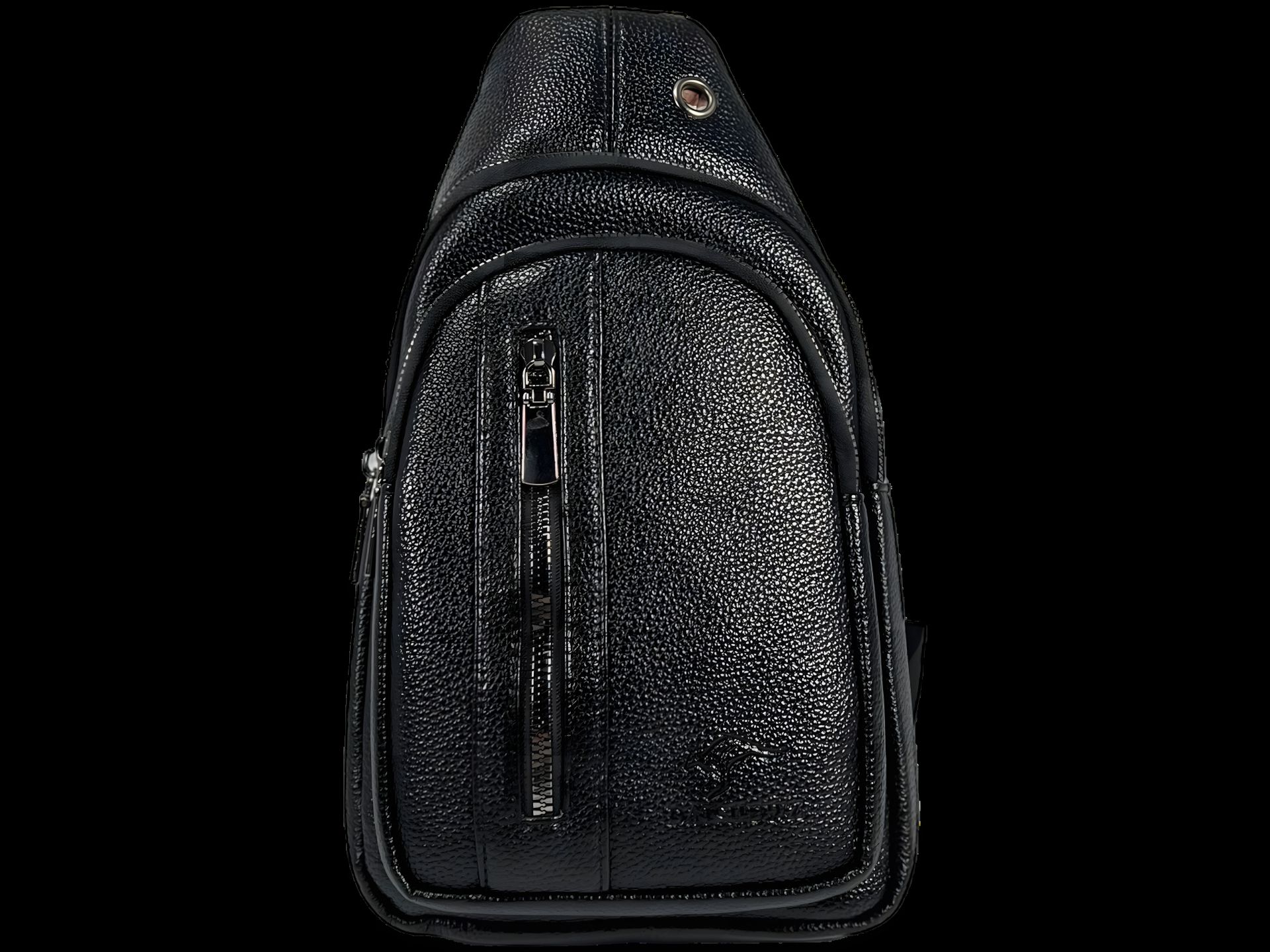 Трёхсекционная мужская сумка через плечо, чёрного цвета Трёхсекционная мужская сумка через плечо, чёрного цвета