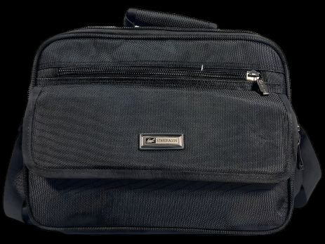 Сумка через плече чорна, 17 л, на чотири відділення, додаткові ручки для переносу