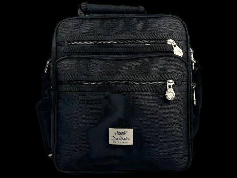 Черная мужская сумка на плечо с пятью отделениями