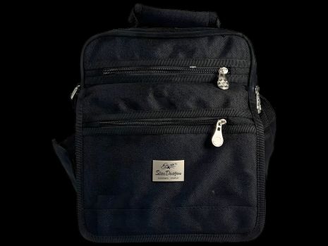 Сумка через плече на шість відділень, об'ємом 12 л, текстиль, з ручками для переносу, чорного кольору