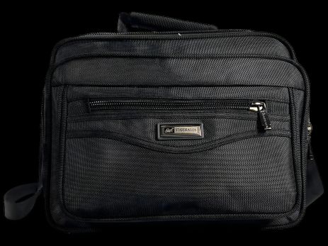 Сумка через плече стильна і комфортна, 4 відділення, текстиль, чорна Сумка через плече стильна і комфортна, 4 відділення, текстиль, чорна