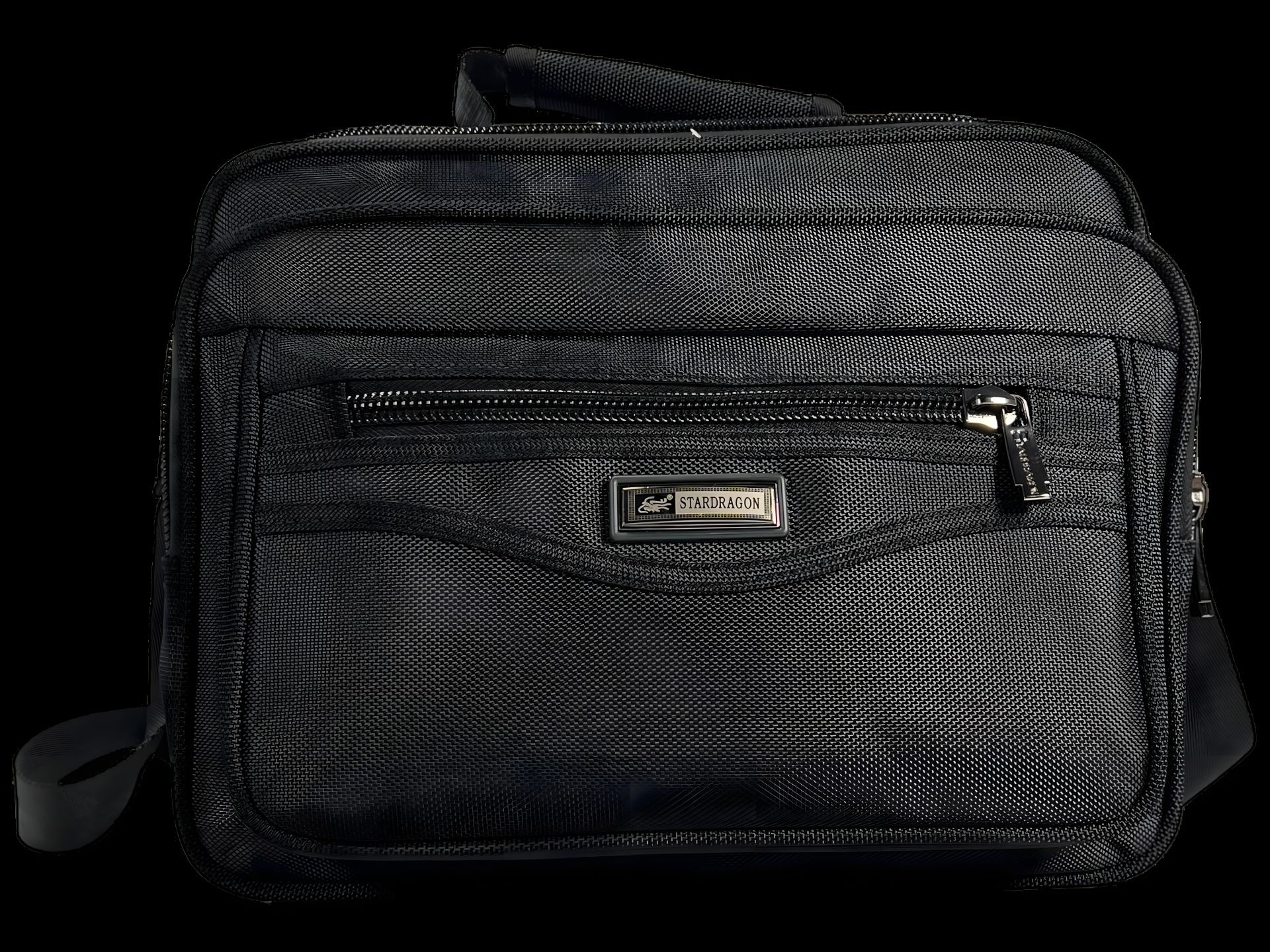 Сумка через плече стильна і комфортна, 4 відділення, текстиль, чорна Сумка через плече стильна і комфортна, 4 відділення, текстиль, чорна