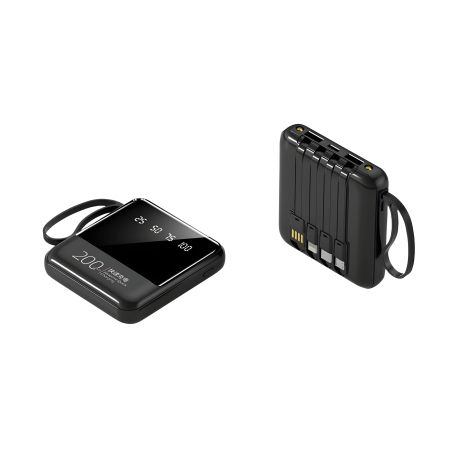 УМБ Пауэрбанк 20000 mAh с LCD дисплеем + LED фонарём Power Bank HY-C40 с быстрой зарядкой, чёрный + встроенный кабель-адаптер 4 в 1 УМБ Пауэрбанк 20000 mAh с LCD дисплеем + LED фонарём Power Bank HY-C40 с быстрой зарядкой, чёрный + встроенный кабель-адаптер 4 в 1