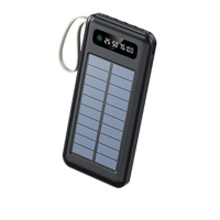 Сонячний Power Bank 20000 mAh із кабелями Type-C / Lightning / Micro-USB, LED-ліхтар