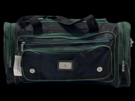 Дорожня сумка з шістьма відділеннями, 45 л, чорна з зеленим