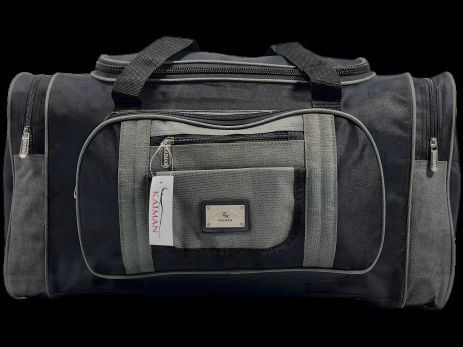 Дорожня сумка з шістьма відділеннями, 65 л, чорна з сірим