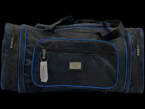 Черная с синей дорожная сумка с расширением 60-70 см, 80 л