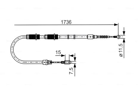 Трос ручного тормоза для AUDI A4, BOSCH (1987477257)