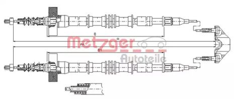 Трос ручного гальма OPEL ASTRA, METZGER (115859)