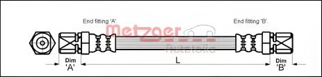 Тормозной шланг для MITSUBISHI SPACE, SAAB 9-5, METZGER (4112813) Тормозной шланг для MITSUBISHI SPACE, SAAB 9-5, METZGER (4112813)