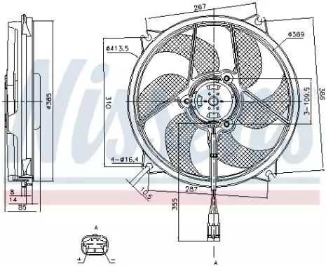 Вентилятор охолодження двигуна CITROËN C4, PEUGEOT 307, NISSENS (85561)
