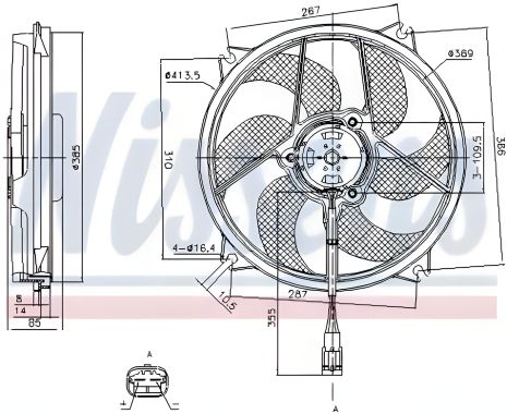Вентилятор охлаждения двигателя CITROËN C4, PEUGEOT 307, NISSENS (85561)