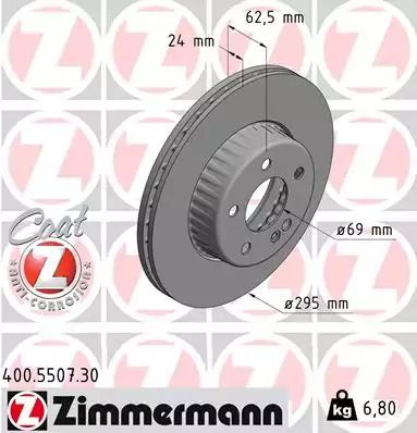 Диск гальмівний MERCEDES-BENZ C-CLASS, ZIMMERMANN (400550730)