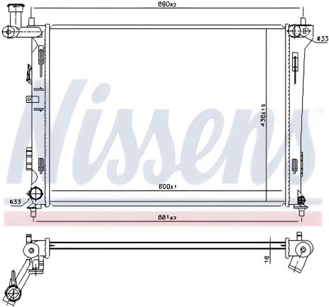 Радиатор двигателя HYUNDAI i30, KIA PRO CEE'D, NISSENS (66674)
