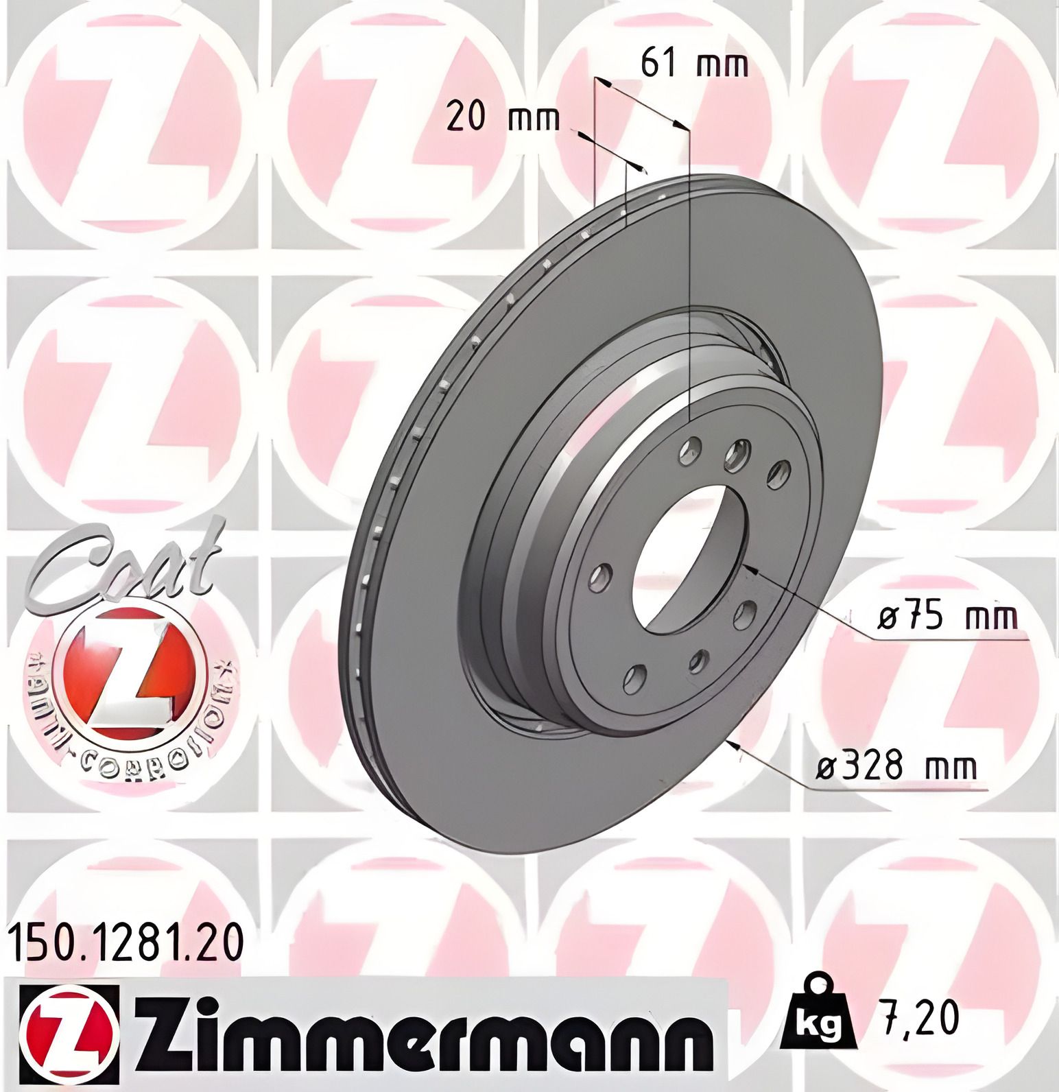 Диск тормозной BMW 7, ZIMMERMANN (150128120) Диск тормозной BMW 7, ZIMMERMANN (150128120)