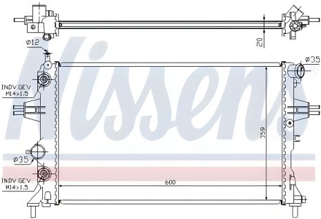 Радіатор охолодження двигуна VAUXHALL ASTRA, OPEL ASTRA, NISSENS (632461)
