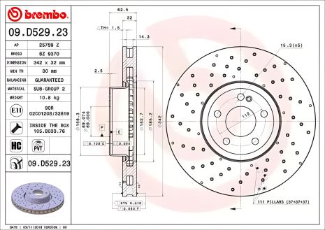 Гальмівний диск MERCEDES-BENZ E-CLASS, BREMBO (09D52923) Гальмівний диск MERCEDES-BENZ E-CLASS, BREMBO (09D52923)