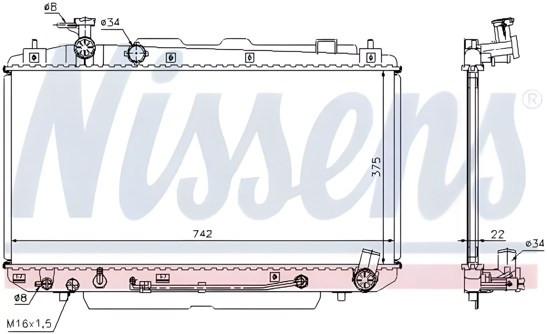 Двигательный радиатор для TOYOTA RAV4, NISSENS (64644A) Двигательный радиатор для TOYOTA RAV4, NISSENS (64644A)