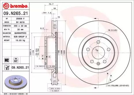 Диск гальмівний TESLA MODEL, BREMBO (09N26521)