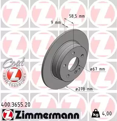 Диск тормозной MERCEDES-BENZ C-CLASS, ZIMMERMANN (400365520)