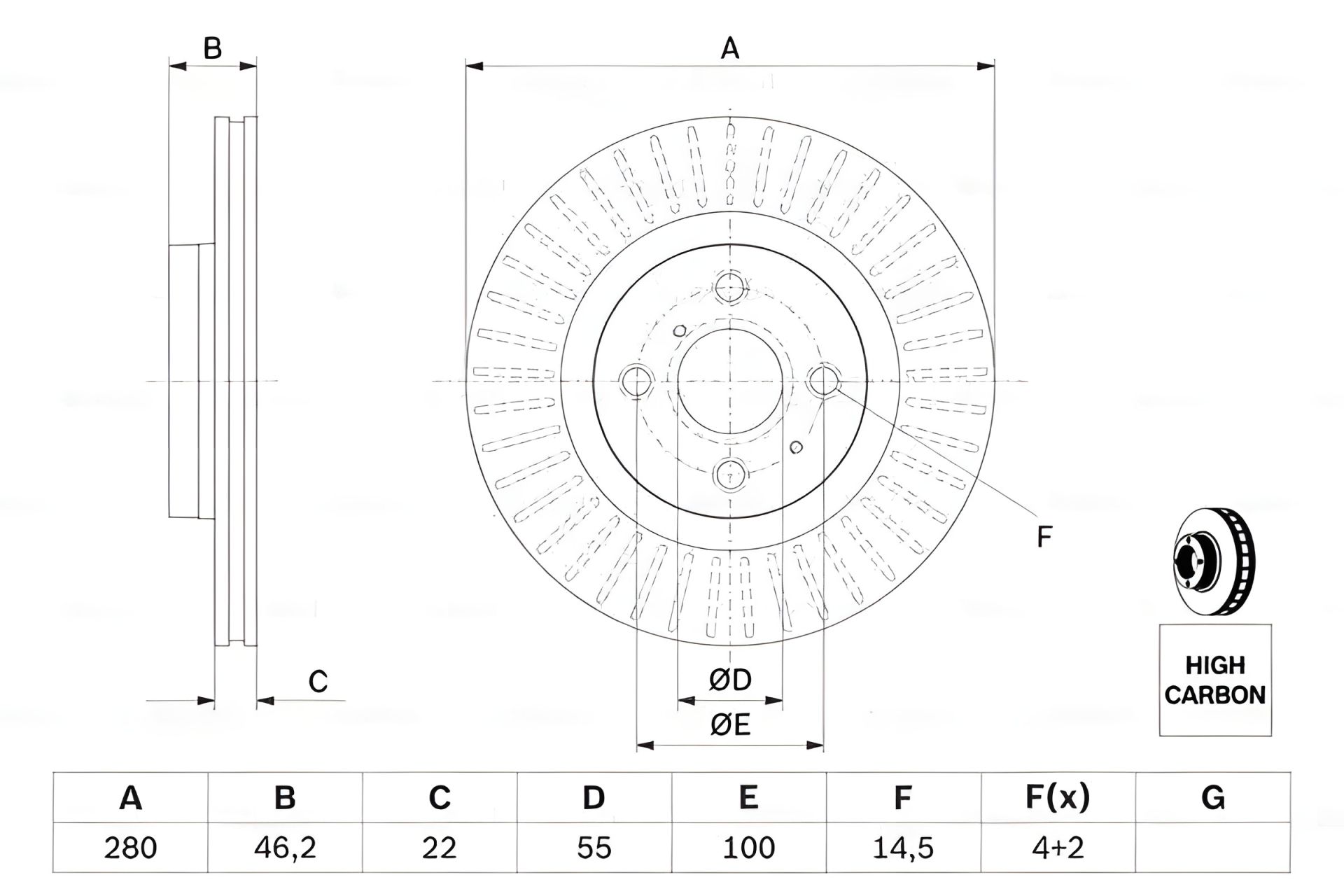Гальмівний диск TOYOTA YARIS, BOSCH (0986479E37) Гальмівний диск TOYOTA YARIS, BOSCH (0986479E37)