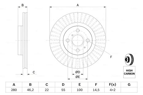 Гальмівний диск TOYOTA YARIS, BOSCH (0986479E37) Гальмівний диск TOYOTA YARIS, BOSCH (0986479E37)