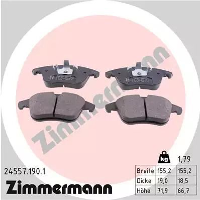 Комплект тормозных колодок, дисковый тормоз DS DS, PEUGEOT 5008, ZIMMERMANN (245571901)