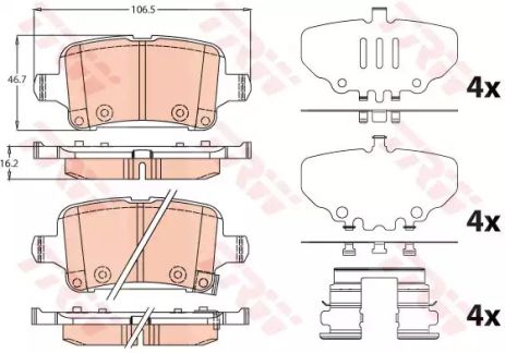 Комплект тормозных колодок, дисковый тормоз VAUXHALL INSIGNIA, OPEL INSIGNIA, TRW (GDB2184)