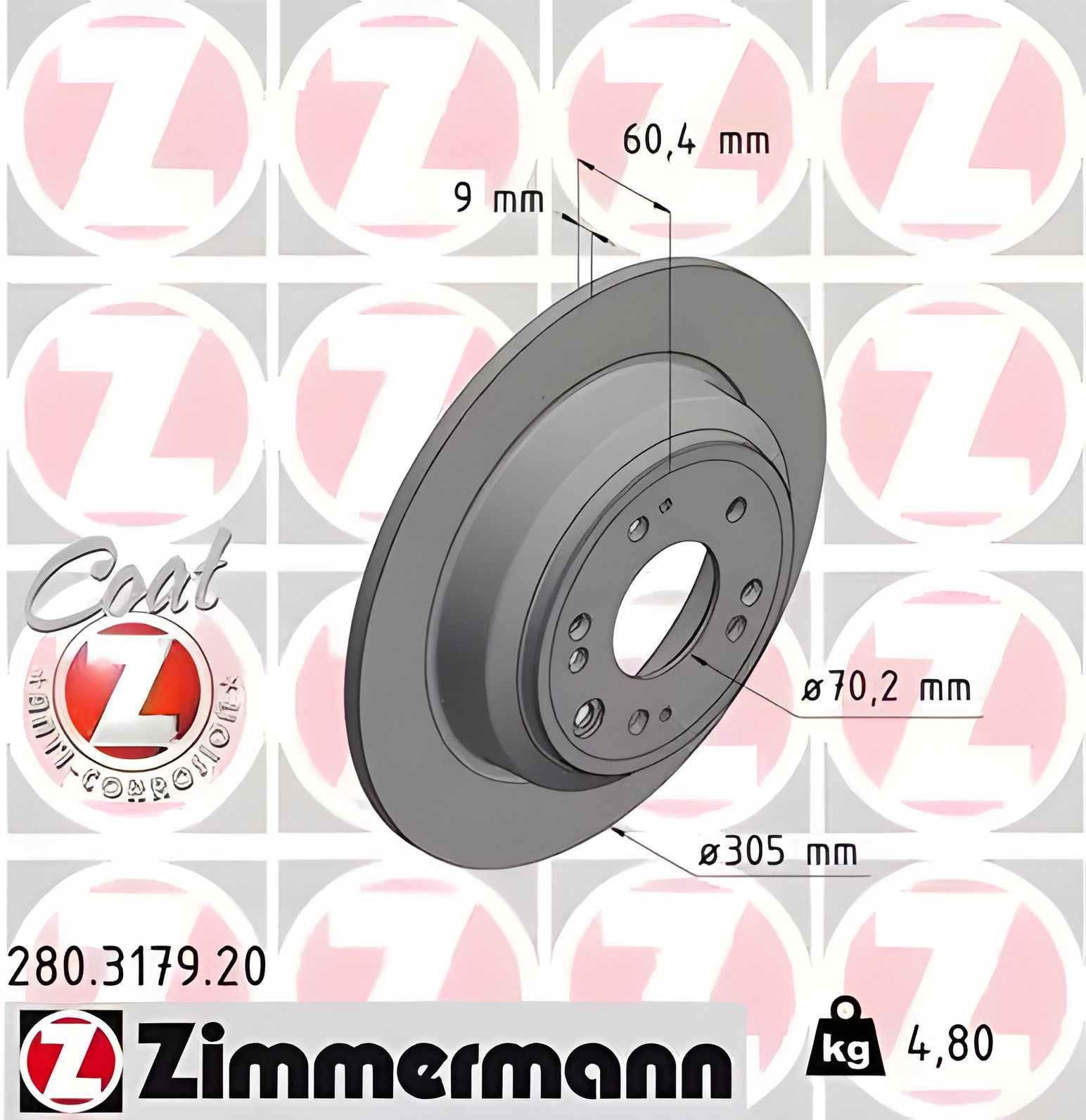 Диск тормозной HONDA ACCORD, ZIMMERMANN (280317920) Диск тормозной HONDA ACCORD, ZIMMERMANN (280317920)