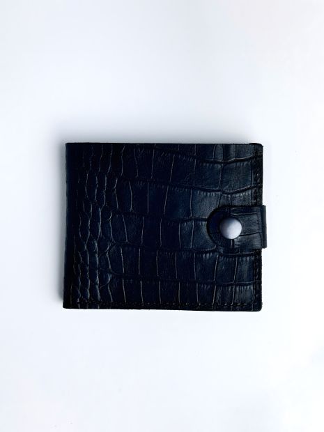 Гаманець зі шкіри з тисненням "крокодил" чорний Гаманець зі шкіри з тисненням "крокодил" чорний