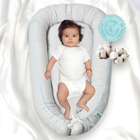 SEI DESIGN кокон для немовлят гніздечко-позиціонер 88х60х12 см бавовна смужка сіра (8-35420*001) SEI DESIGN кокон для немовлят гніздечко-позиціонер 88х60х12 см бавовна смужка сіра (8-35420*001)