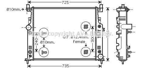 Радіатор охолодження двигуна MERCEDES-BENZ GL-CLASS, AVA COOLING (MSA2436)