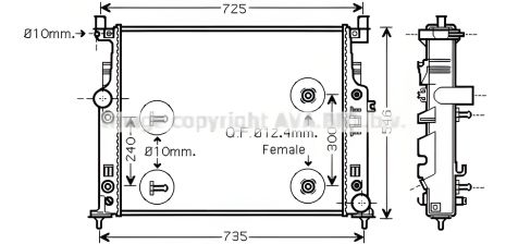 Двигательный радиатор охлаждения для MERCEDES-BENZ GL-CLASS, AVA COOLING (MSA2436)