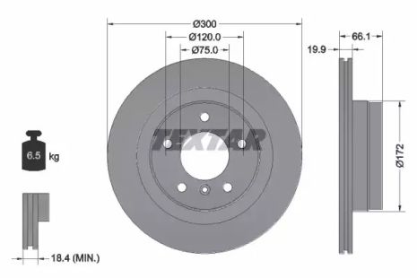 Диск тормозной BMW (BRILLIANCE), TEXTAR (92133003)