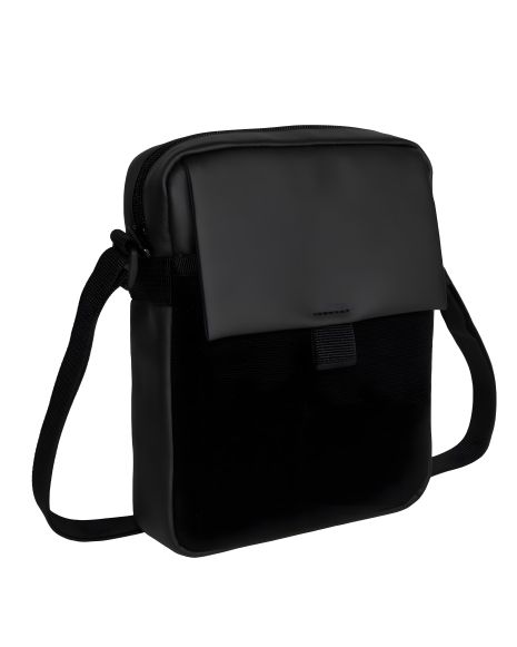 Плечевая сумка Rock Velcro, чорна екошкіра