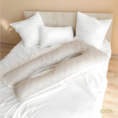 П-образная подушка для сна и отдыха, для беременных IDEIA 140х75х20 см со стеганным чехлом на молнии св. серо-белая (8-33724*001) П-образная подушка для сна и отдыха, для беременных IDEIA 140х75х20 см со стеганным чехлом на молнии св. серо-белая (8-33724*001)