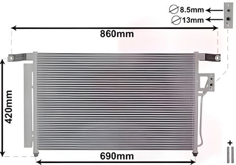 Конденсор кондиционера для HYUNDAI SANTA FE, Van Wezel (82005175)