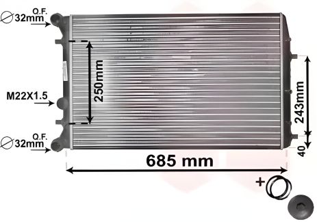 Радіатор охолодження двигуна SEAT CORDOBA, VW POLO, Van Wezel (76002010)