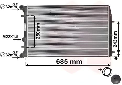 Радіатор охолодження двигуна SEAT CORDOBA, VW POLO, Van Wezel (76002010)