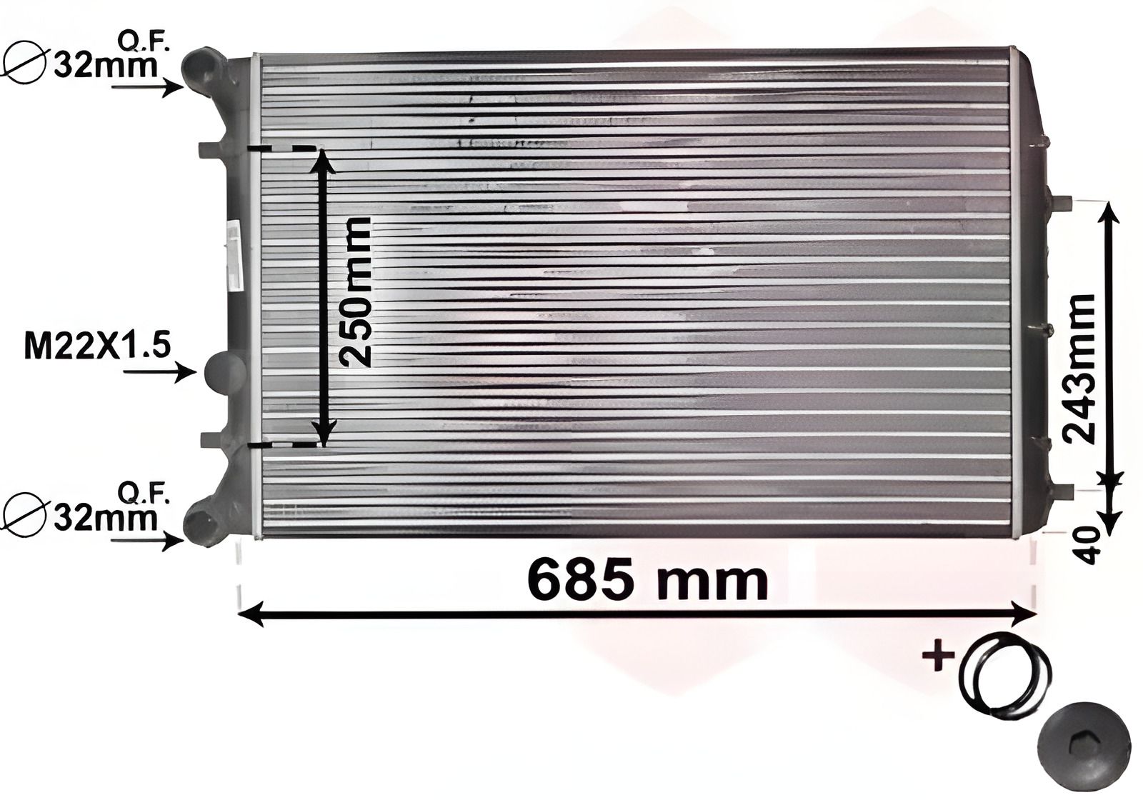 Радіатор двигуна охолодження VW POLO, SEAT CORDOBA, Van Wezel (76002010) Радіатор двигуна охолодження VW POLO, SEAT CORDOBA, Van Wezel (76002010)
