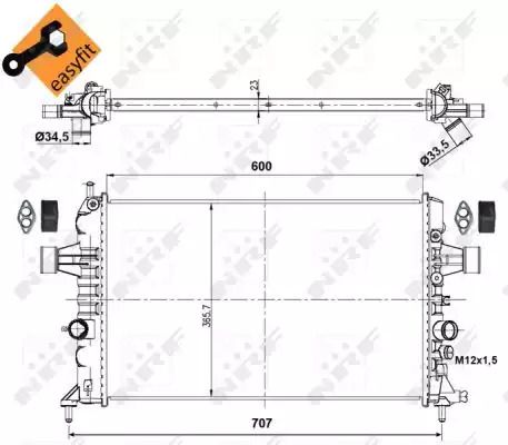 Радіатор охолодження двигуна Vauxhall Astra, Opel Astra, NRF (53000)