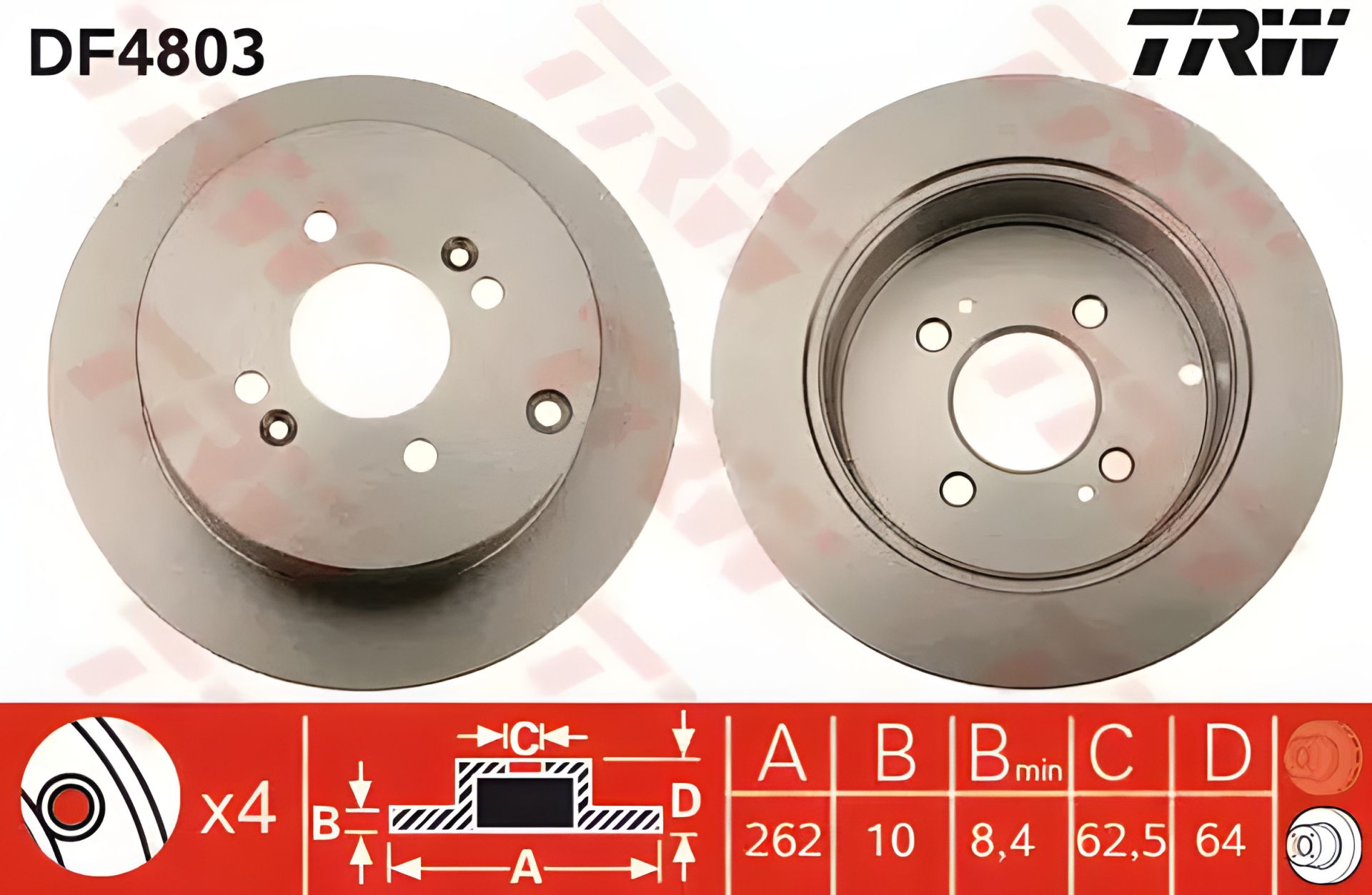 Диск гальмівний KIA RIO, HYUNDAI i20, TRW (DF4803) Диск гальмівний KIA RIO, HYUNDAI i20, TRW (DF4803)
