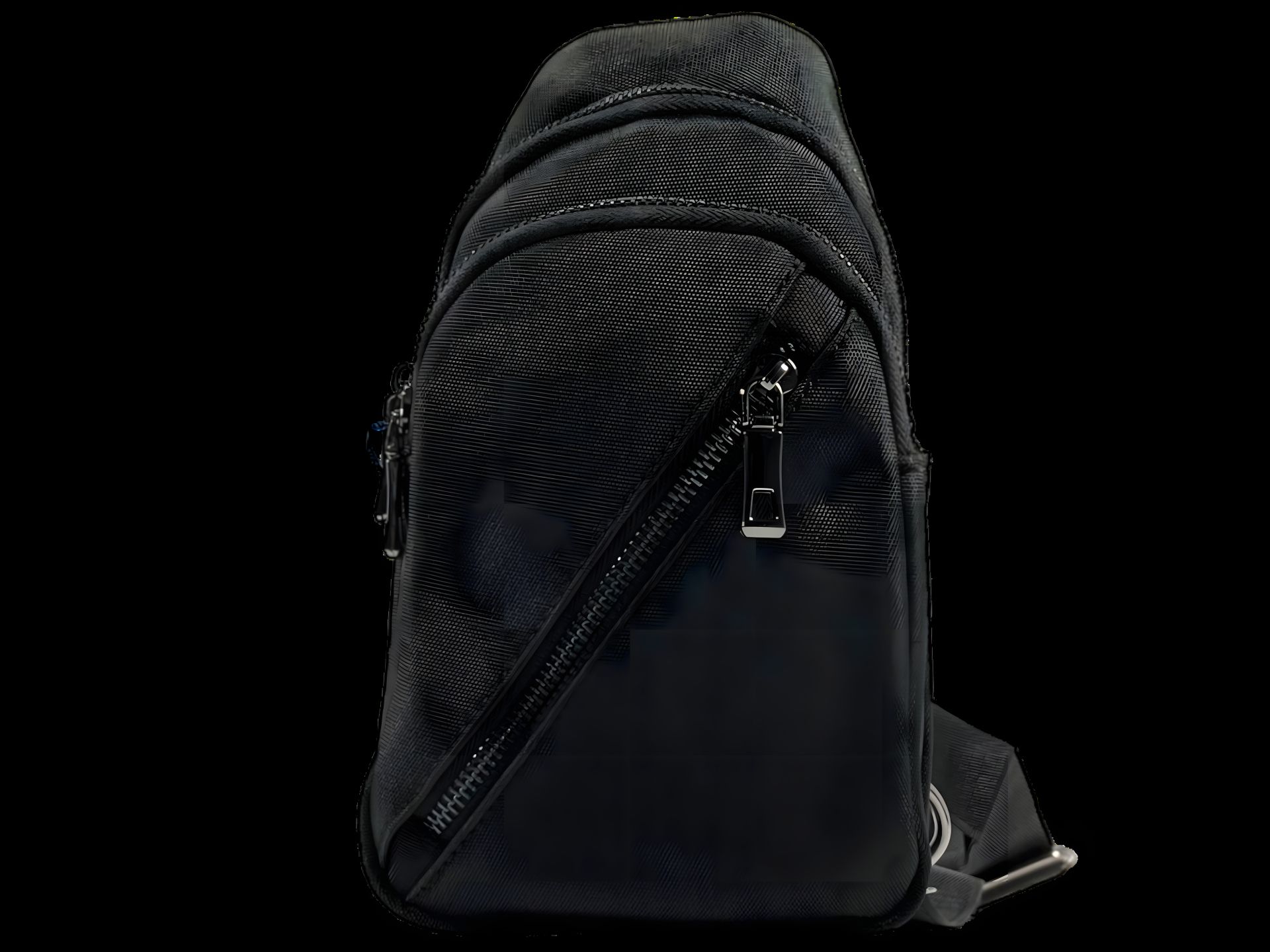 Слінг-сумка на три відділення чорного кольору, застібка-блискавка Слінг-сумка на три відділення чорного кольору, застібка-блискавка