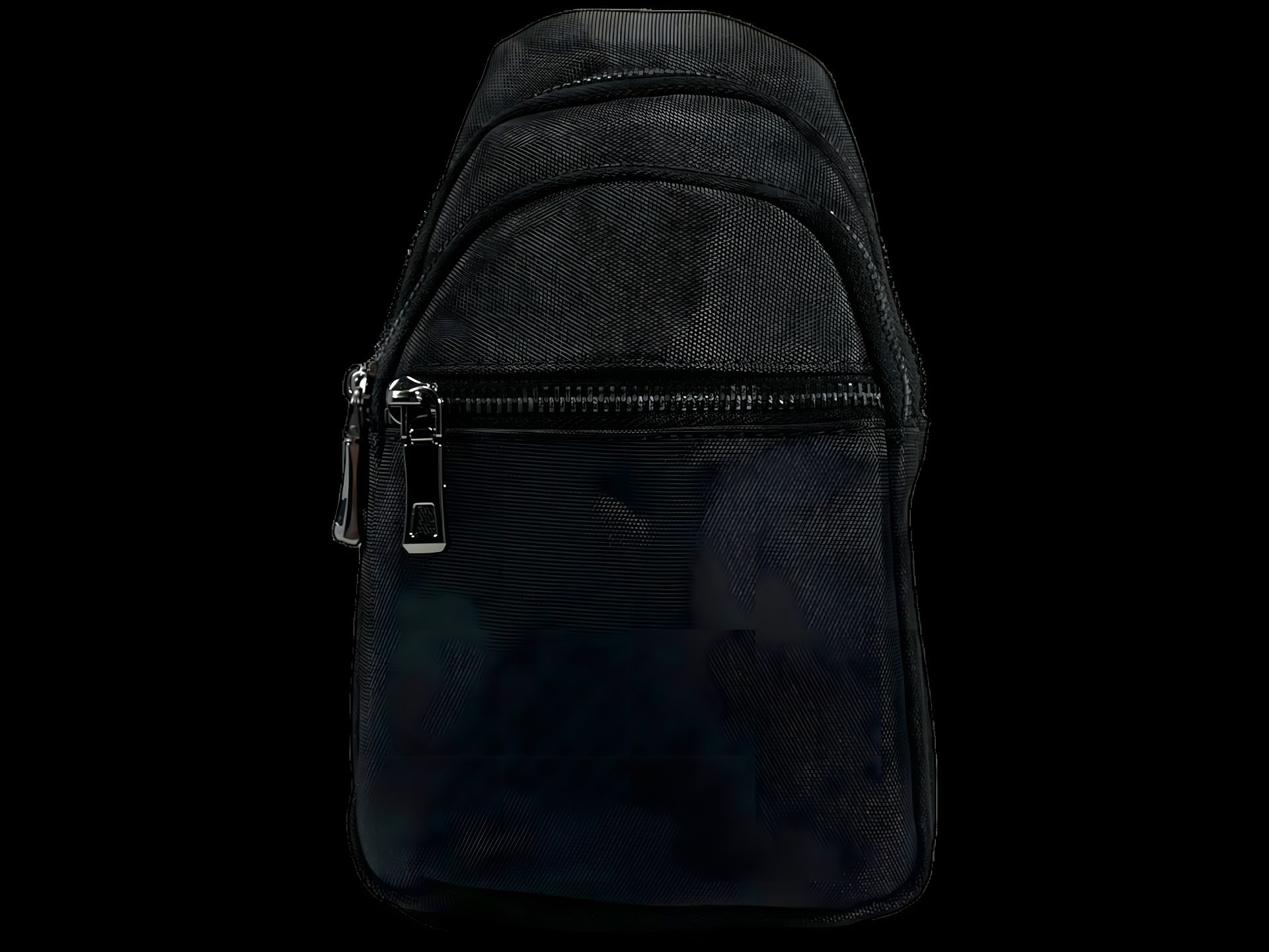 Містка компактна сумка-слінг на три відділення чорного кольору Містка компактна сумка-слінг на три відділення чорного кольору